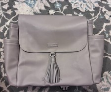 Skip Hop Greenwich Vari Diaper Bag Gray Vegan Leather Tassel Satchel Crossbody w