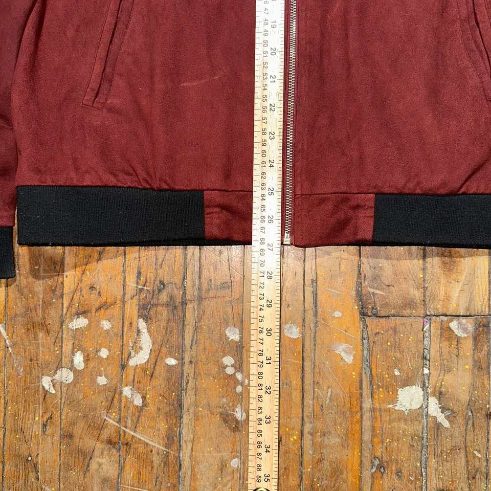 FOREVER 21 Bomber куртка мужская XL темно-бордовый длинным рукавом карман полный молнии комфорт - Изображение 3 из 4