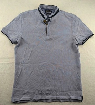 Massimo Dutti Damen Polo Shirt Gr. M Lila-Grau Stehkragen Kurzarm