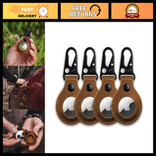Leather Airtag Holder Case with Clasp  Key Ring  Full Grain Crazy Horse Leathe
