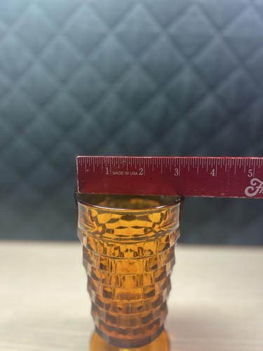 Set of 6 Iced Tea Glasses Vintage Indiana Amber Cube Cubist Footed 6” Tall - Bild 4 von 7