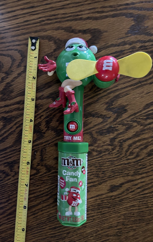 M&M's Green Character Handheld Battery Operated Fan & Candy Dispenser Novelty