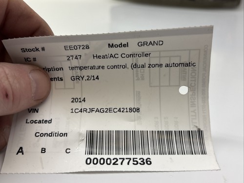 Temperature Control AC Radio Bezel 05091838AF FITS: 14-15 Jeep Grand Cherokee - Picture 5 of 6