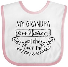 Inktastic My Grandpa In Heaven Watches Over Me Baby Bib Announcement Grandfather