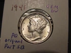 1941 MERCURY DIME GEM BU PART SB PQ ORIGINAL POPULAR DATE NICE
