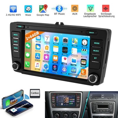 Für SKoda Octavia II MK2 2004-2013 Carplay Android 15 Autoradio GPS NAVI 2+64GB
