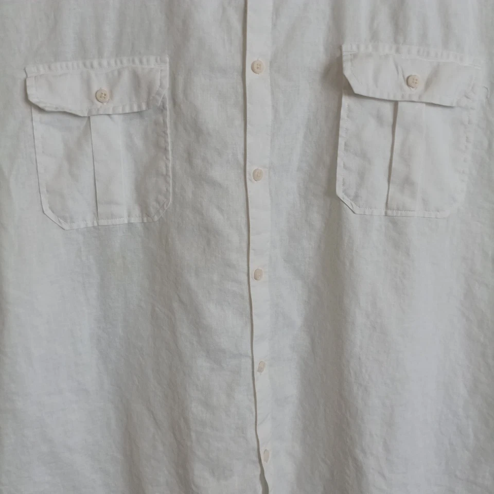 Camisa Island Shores Para Hombre Talla XL Manga Corta Abotonada Blanco Mezcla de Lino Crucero Foto 4 de 4