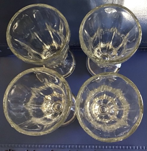 4 VINTAGE ANCHOR HOCKING ICE CREAM SODA FOUNTAIN FOOTED GLASSES - Picture 3 of 4