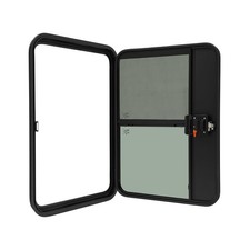 Black Aluminum Teardrop RV Trailer Door Tempered Glass Universal Fit Left 26x36