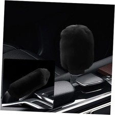 2PCS Plush Car Gear Shift Knob Cover  Handbrake Cover, Soft Fluffy Shift Black