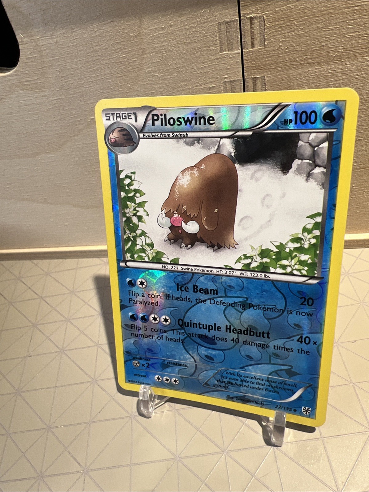 Piloswine 27/135 Plasma Storm Reverse Holo Pokémon Card 2012 TCG Collectible