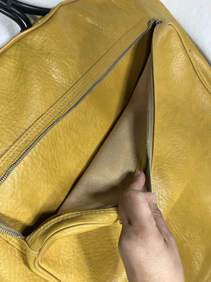Traje de Viaje Bolso de Cuero Vintage American Tourister Amarillo Mostaza Foto 4 de 4