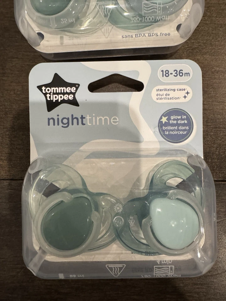 Chupetas Tommee Tippee Night Glow 18–36m, pacote com 2 silicone simétrico sem BPA - Imagem 2 de 4
