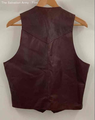 Chess King Womens Burgundy Pockets Button Front Sleeveless Vest Size Large - Picture 2 of 6