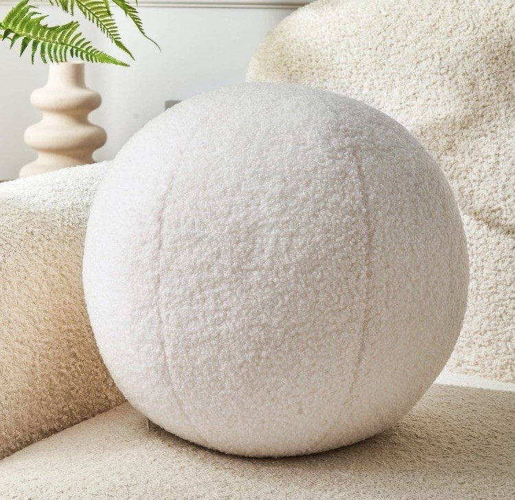 Cream White Ball Pillow 9 Inches Round Throw Pillow Simple Modern Ball Sha...