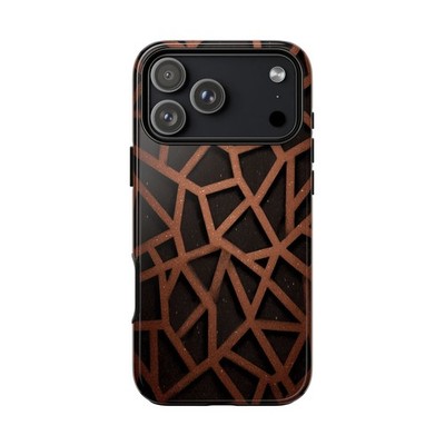 For iPhone / Galaxy / Pixel | Phone Ink Case - Dark Sienna Geometric Pattern