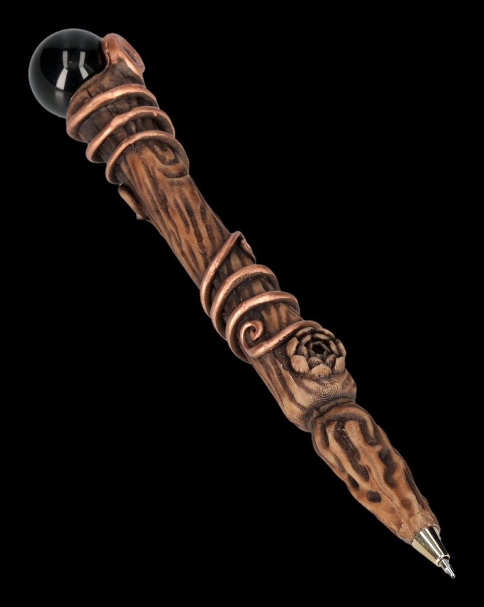 Magic Wand Ballpoint Pen Black Obsidian For Protection Magic Ritual Spells