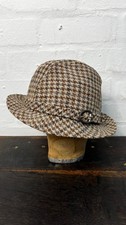 Harris Tweed Biltmore Fedora Vintage Hat Trilby Brown Houndstooth 7 1/4 58cm