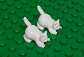 LEGO 2 x Cat 6251 Cat White Withe from Set 7637 1349 Animal Animals City Animal