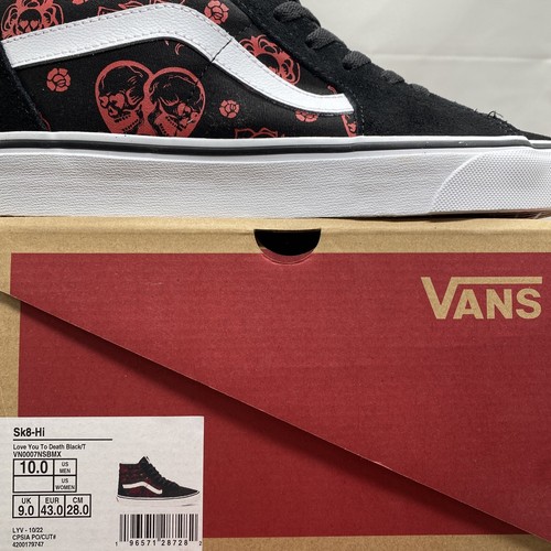 VANS Sk8 Hi Mens US Size 10, Love You To Death, Black Red White | VN0007NSBMX - Picture 7 of 8