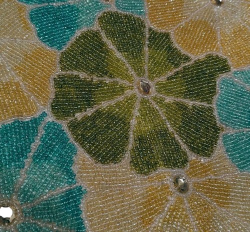 Pier 1 One Imports Beaded Table Runner Spring Floral Blue Green Yellow - Picture 4 of 6