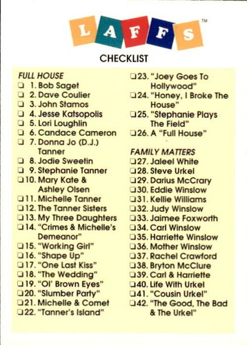 Laffs TV Trading Card YOU PICK 1991 Impel Full House Family Matters Perfect S    - Picture 158 of 161