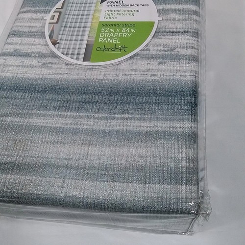 Panel de cortina de oscurecimiento de habitación con pestañas traseras a rayas gris/neutro 84"L- (A34) - Imagen 3 de 3