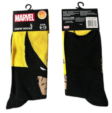 MARVEL X-MEN Wolverine Socks - 2 PAIRS     Size 6-12 - Fast Shipping XMEN