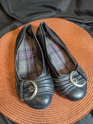 Black Faux Leather Ballet Flats Women's Size 8 Medium - Picture 2 of 7