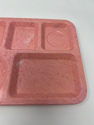 Coral Pink Speckled Carlisle Cafeteria Trays 6 Compartment Lunch Plates - Picture 4 of 7