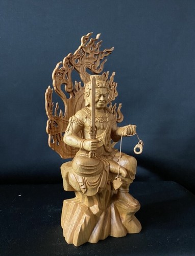 Statua trono Fudo Myo Ina scultura artigianato buddista materiale - Foto 6 di 10