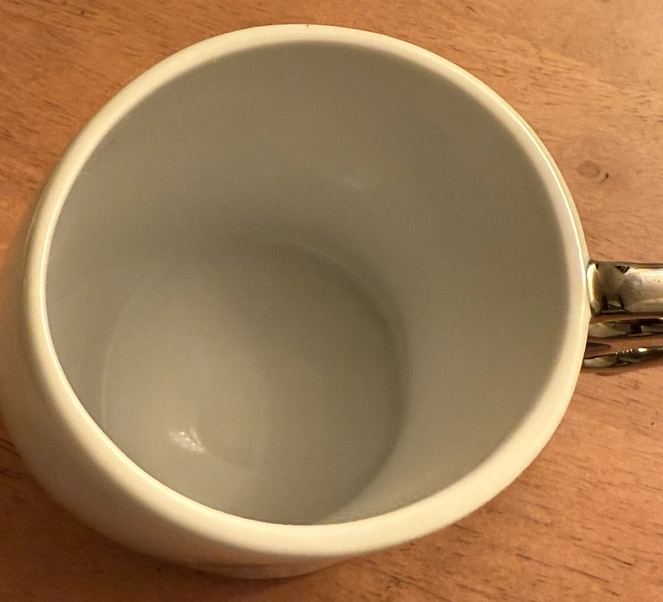 "Taza de café de cerámica FISTICUP Knockout Fred con mango de novedad de nudillo de latón 4""" Foto 4 de 4