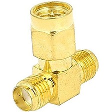 SMA Male to Two SMA Female Plug RF Coax Tee Connector Gold Tone High Quality Qu