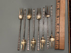Dominick & Haff Sterling Silver Seafood oyster Forks ribbed set 8 aesthetic