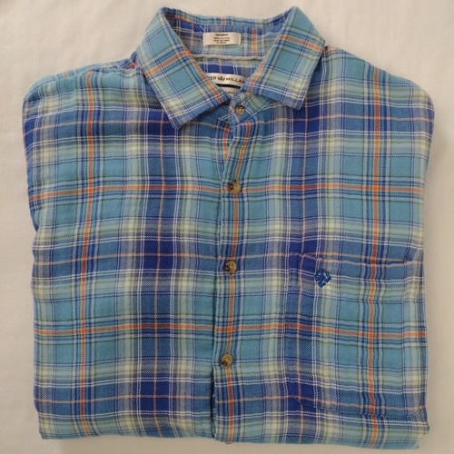 Peter Millar Mountainside Flanellhemd Herren M blau kariert mittelschwer Baumwolle Logo - Bild 13 von 18