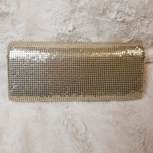 Gold Evening Purse Clutch Handbag Chain Strap Formal Elegant Wedding New - Picture 5 of 12