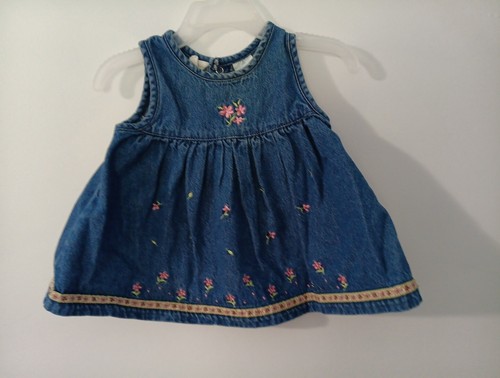 Baby Girl's Size 6 Months Embroidered Floral Denim Dress Vintage Cherokee Baby - Picture 5 of 5