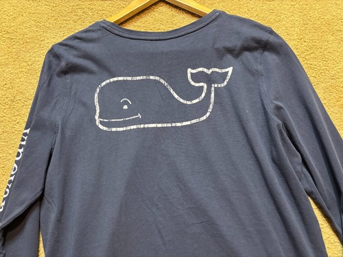 Vineyard Vines Vintage Y2K Herren Wal Langarm Tasche T-Shirt L - HAT LOCH