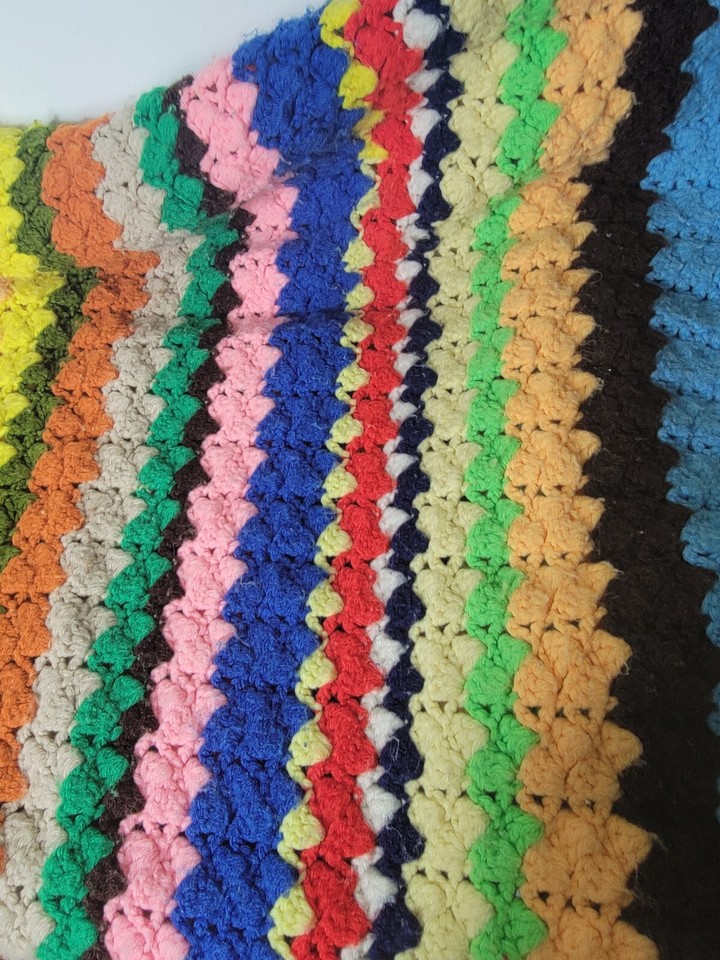 Handmade Crochet Afghan Multicolored Cover Up Blanket Sofa Throw