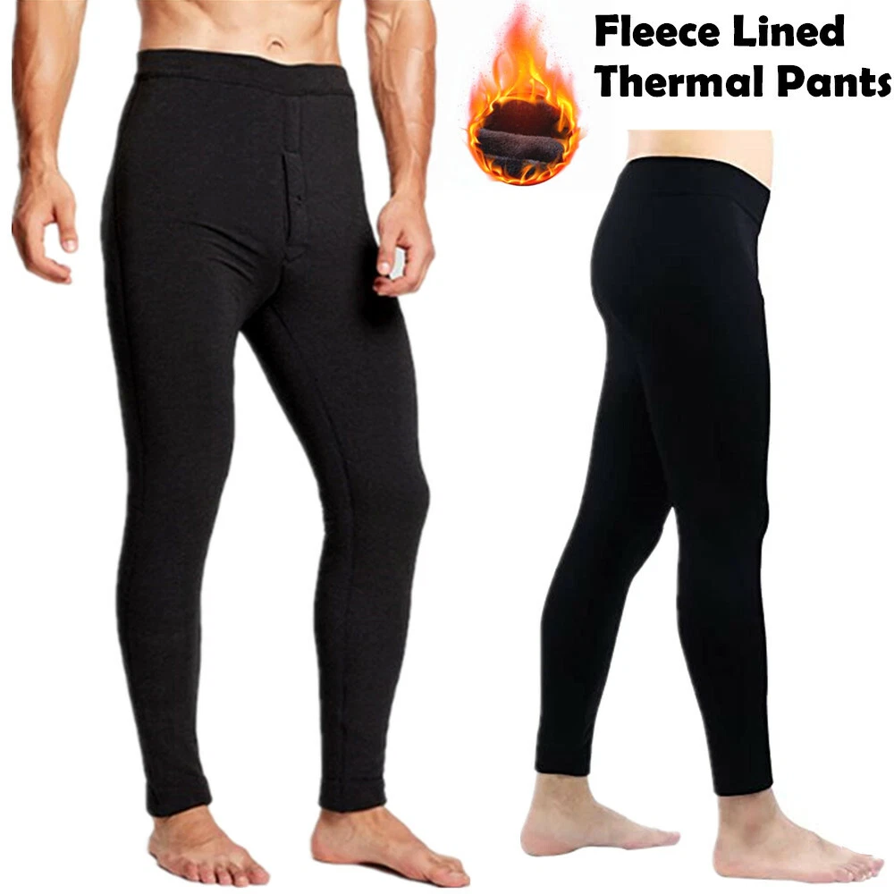 Winter Mens Fleece Lined Elastic Warm Thermal Long Johns Legging Underwear  Pants