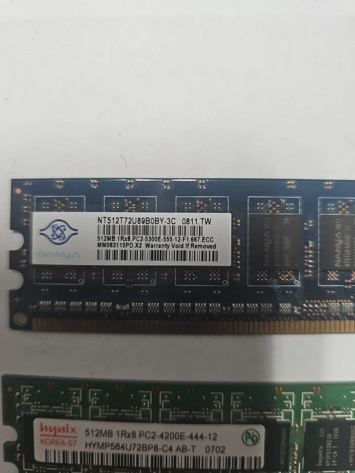 (4)total 3 of 512MB 1Rx8 RAM PC2-4200U-444-11-A1 (HYS72T64000HU-3 7 A) - Image 2 of 4