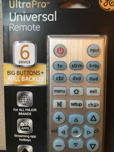 UltraPro Universal Remote, New, 6 Device, Big buttons, Backlit, Sealed, 33712 GE - Picture 2 of 6