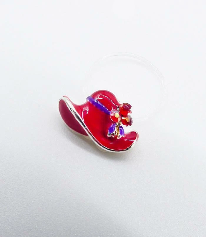 ADORABLE Red Hat Society Lacquer Enamel Crystals Invisible PETITE Toe Ring NEW - Image 3 of 3