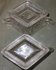 Vintage Indiana Glass Creamer Pitcher And  Sugar Bowl Set Clear Diamond Shape — photo 2
