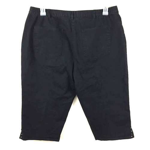 Hearts of Palm pants size 16 capri back elastic 17" inseam black tabbed leg - Picture 4 of 6