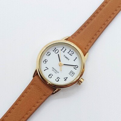 Minimalist Timex Indiglo Watch for Women, 25mm Gold-Tone Case Date Window Timex