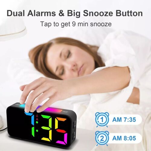 Digital Alarm Clock for Heavy Sleeper Bedroom LED Display Night Light w/ Shaker - Picture 8 of 10