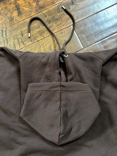 H&M Men's XL Dark Brown Cotton Blemd Long Sleeve Pullover Hoodie Sweat Shirt - Picture 8 of 10
