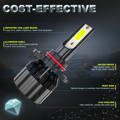 9005 9006 H11 Combo LED Headlight Kit High Low Beam Fog Light Bulbs White 6500K - Picture 10 of 15