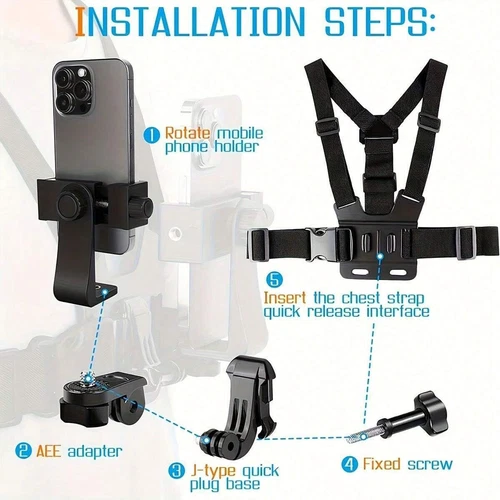 Chest Mount Harness Strap Phone Anti Theft Grabbing Phone Holder Security Safe - Picture 5 of 15